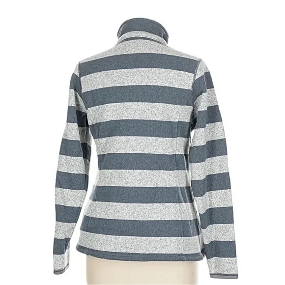 Patagonia Zip-Up 1/2 zip in dark Gray and light grey Stripes kangaroo pocket - Picture 16 of 16